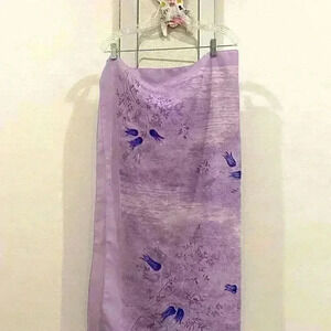 HALE Hawaiian purple floral lightweight scarf in EUC